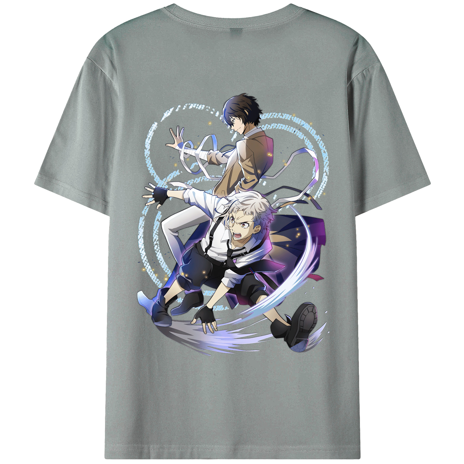 （画像用） 文豪ストレイドッグス Bungo Stray Dogs 綿100％ メンズ半袖Tシャツ（バックプリント） 通気性